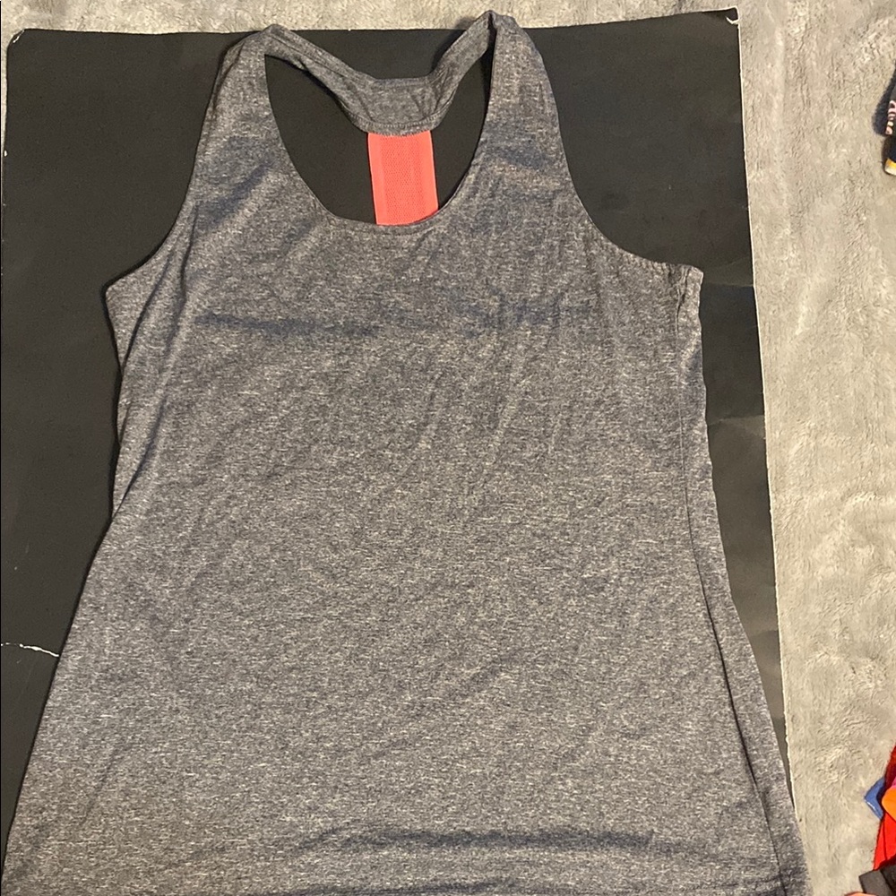 Gray Sleeveless Tank Top with Crew Neck
